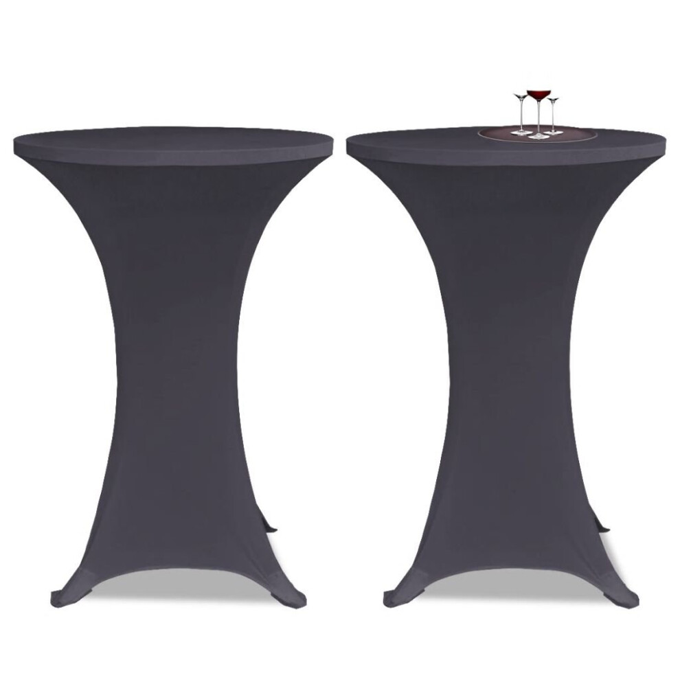 2 pcs Stretch Tablecloth Dining Kitchen Table Cover Protector 60 cm Anthracite