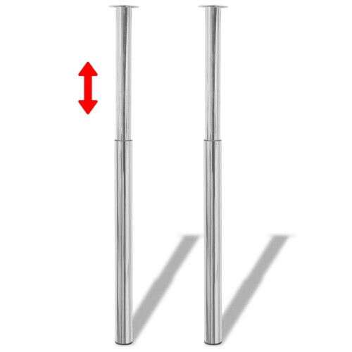 VidaXL vidaXL 2x Telescopic Table Legs Chrome 710-1100mm Breakfast Bar Worktop Desk