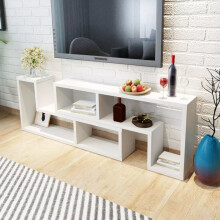vidaXL TV Cabinet Double L-Shaped White TV Stand Sideboard Home DVD Player
