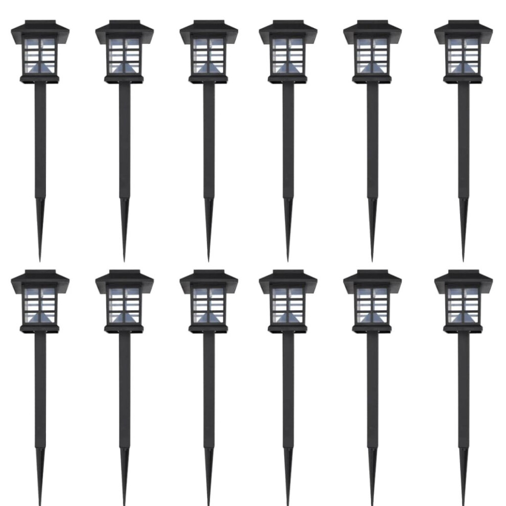 vidaXL 12x Outdoor Solar Lamp Post 8.6x8.6x38cm Garden Patio LED Light Spike