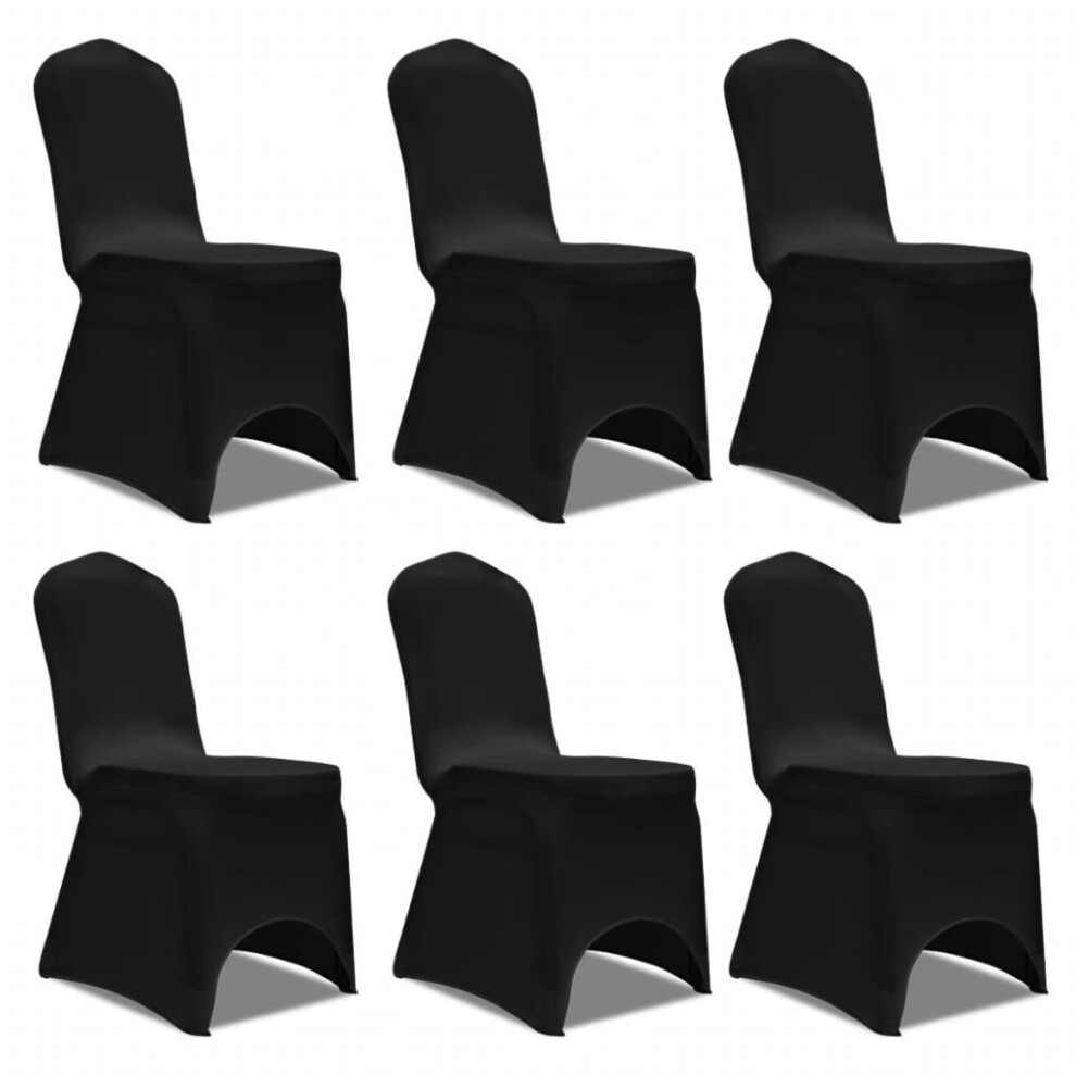 Vidaxl 6X Chair Cover Stretch Black Banquet Seat Furniture Slipcover Protector