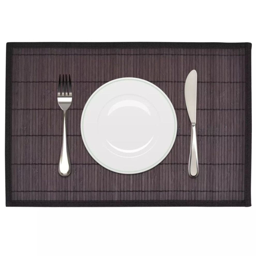 vidaXL 6 Bamboo Placemats 30x45cm Dark Brown Kitchen Table Mats Tableware