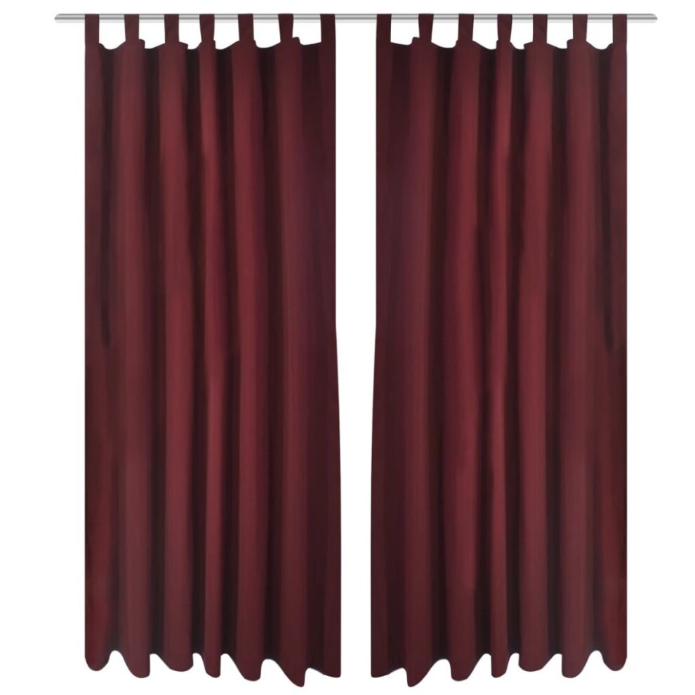 vidaXL 2x Micro-Satin Curtains with Loops Bordeaux Window Drape Covering Blind