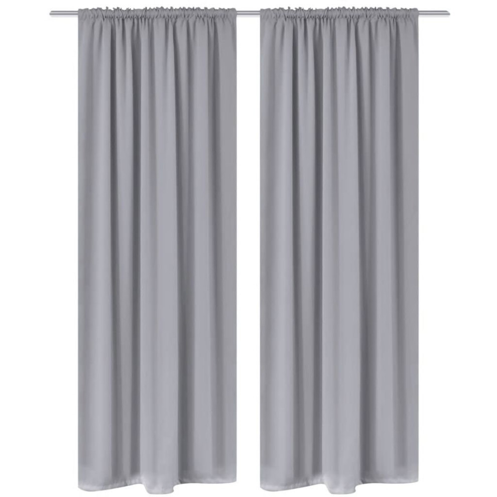 vidaXL 2x Slot-Headed Blackout Curtains 135x245cm Grey Window Blinds Drapes