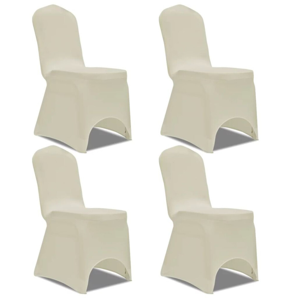 vidaXL 4x Stretch Chair Covers Cream Seat Protector Dining Room Party Wedding