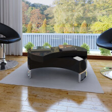 New Modern Black Coffee Table Side Swivel Office Kitchen Furniture High Gloss