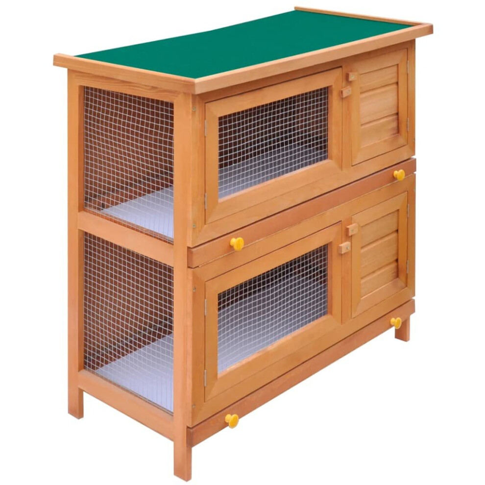 Vidaxl Outdoor Rabbit Hutch Small Animal House Pet Cage 4 Doors Wood Habitat