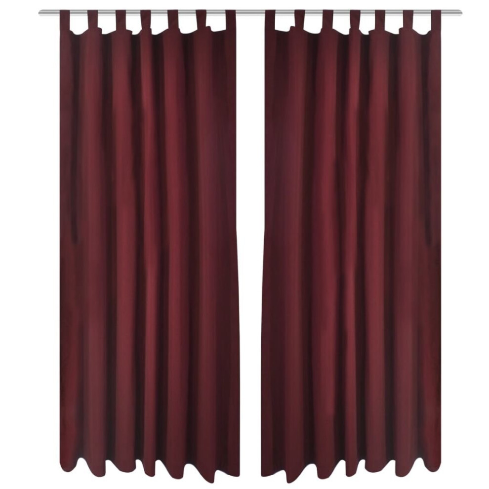 vidaXL 2x Micro-Satin Curtains With Loops 140x175cm Bordeaux Drapes Blinds