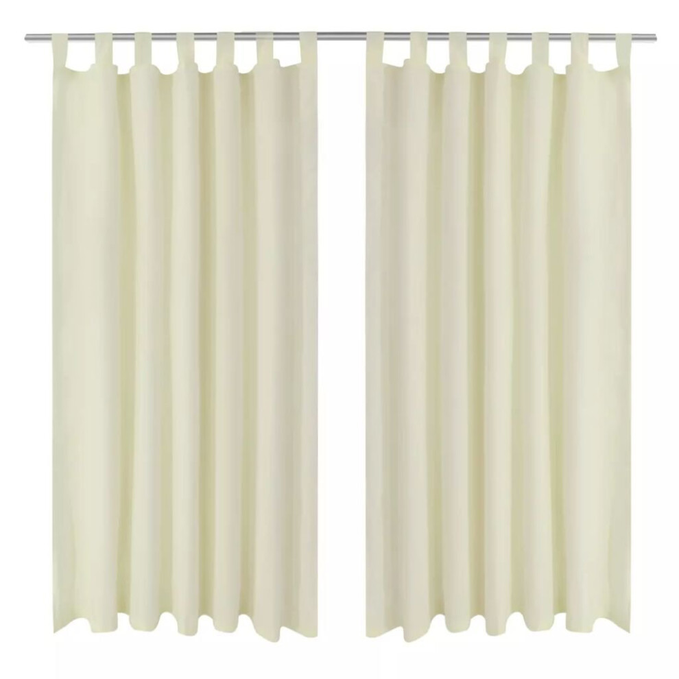 2 pcs Cream Micro-Satin Curtains with Loops 140 x 245 cm