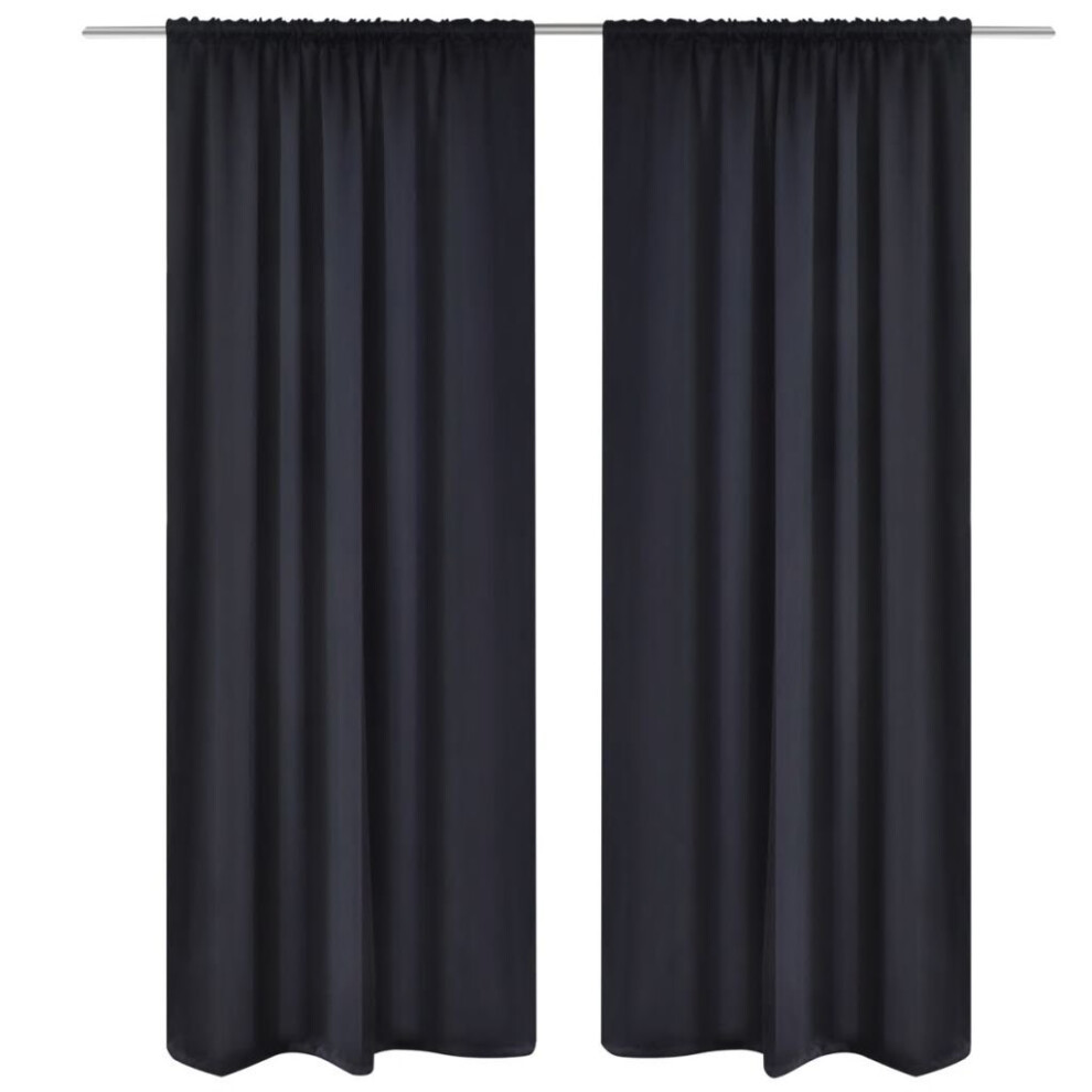 vidaXL 2x Slot-Headed Blackout Curtains 135x245cm Black Window Blinds Drapes