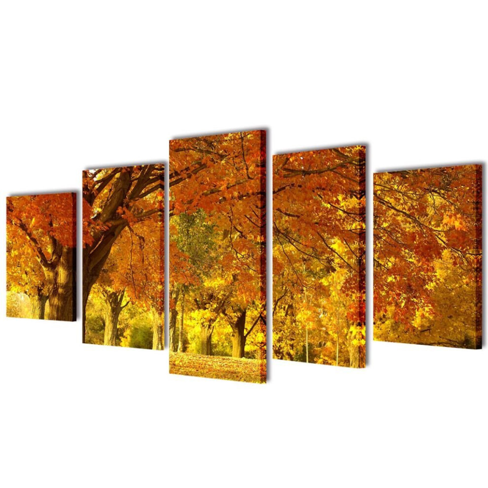 vidaXL Canvas Wall Print Set Maple 200x100cm Home Decor Picture Artwork Poster