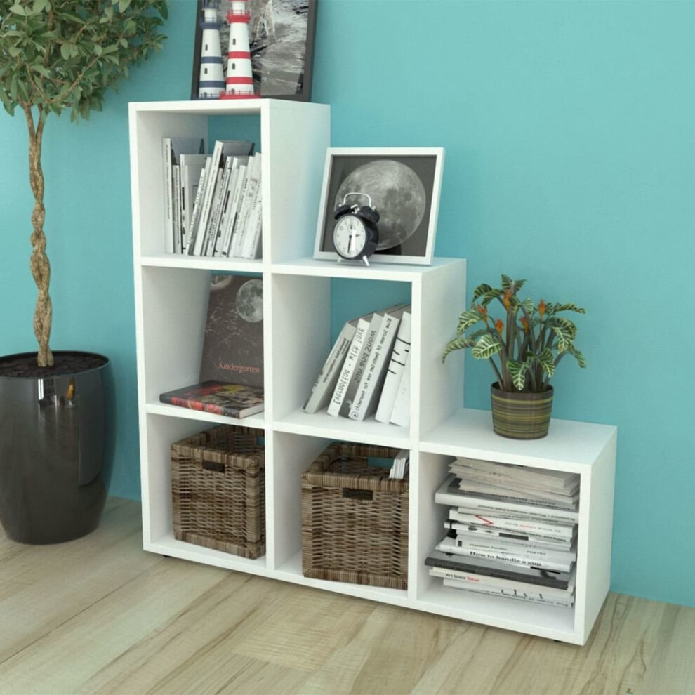 Vidaxl Staircase Bookcase/Display Shelf 107Cm Storage Box Unit Cubes White