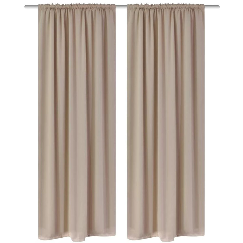 vidaXL 2x Slot-Headed Blackout Curtains 135x245cm Cream Window Blinds Drapes