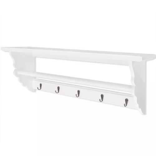 VidaXL vidaXL Coat Rack MDF White Baroque Style Clothes Storage Hanger Holder Hook