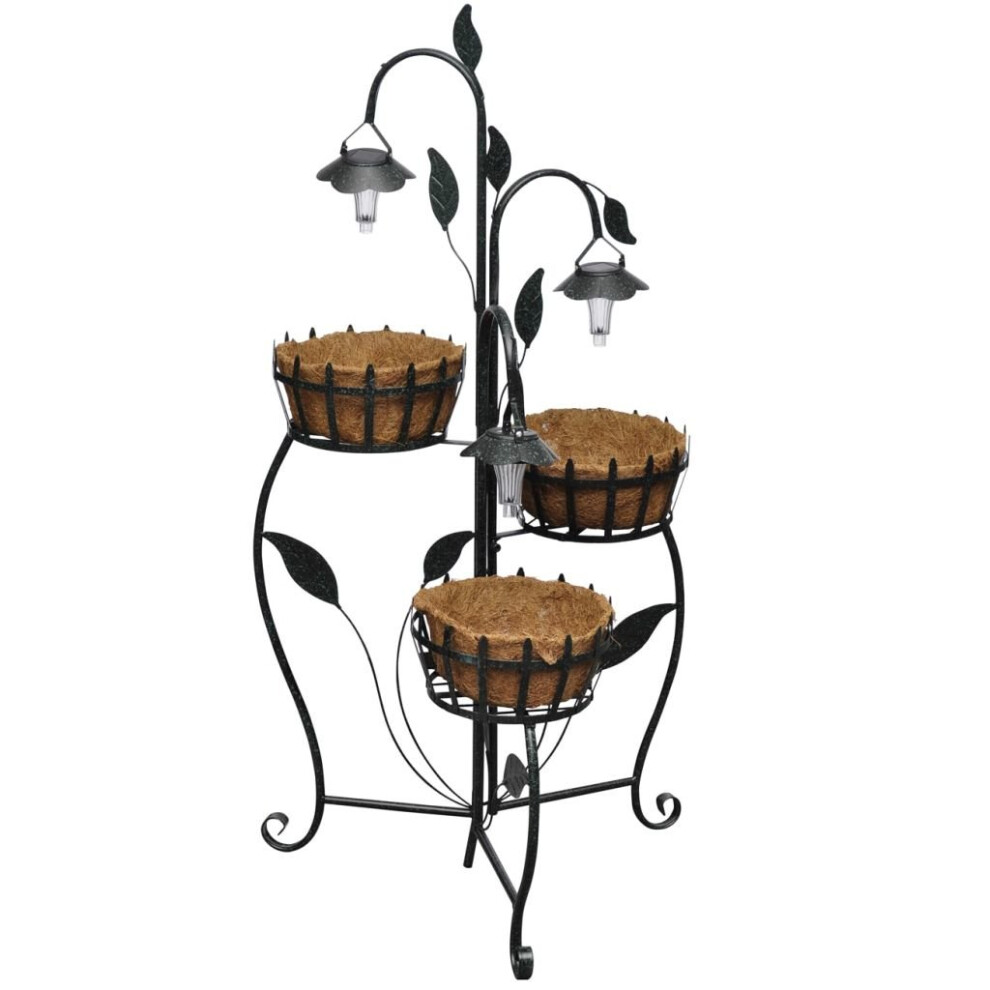 Vidaxl Planter Planting Rack Basket Plates Solar Led