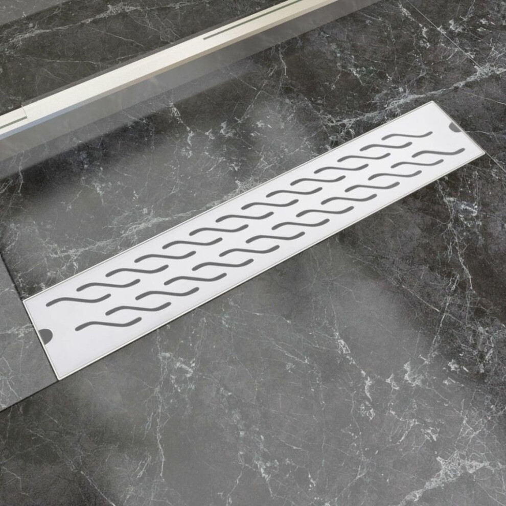 vidaXL Linear Shower Drain Wave 630x140mm Stainless Steel Bathroom Channel