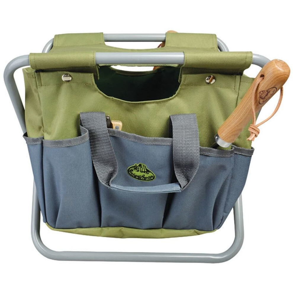 Esschert Design Garden Tool Bag and Stool Grey Storage Foldable Seat GT85