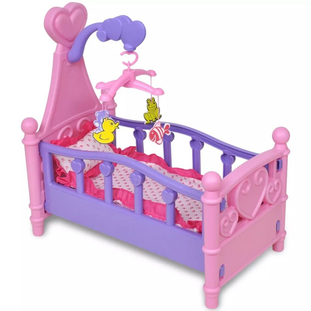 vidaXL Kids Children Playroom Toy Doll Bed Pink and Purple Pretend Role Play