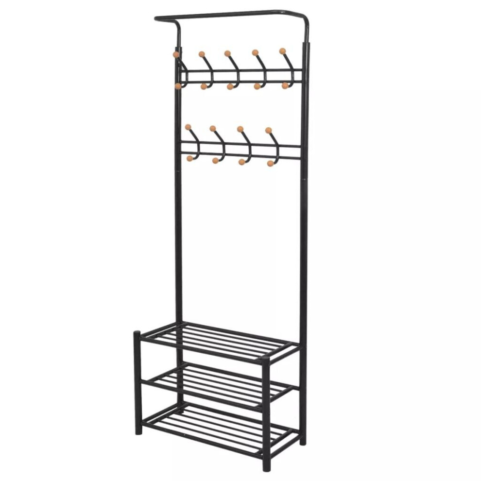 vidaXL Clothes Rack With Shoe Storage 68x32x182.5cm Black Shelf Garment Stand