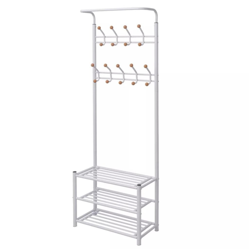 vidaXL Clothes Rack with Shoe Storage 68x32x182.5cm White Shelf Garment Stand