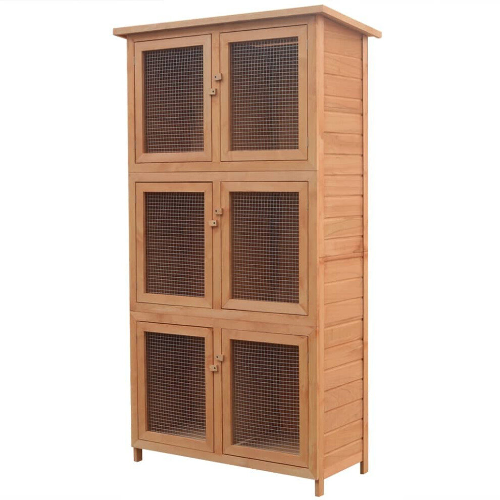 Vidaxl Small Animal Rabbit Cage 6 Rooms Wood Pet Hutch Habitat House Carrier