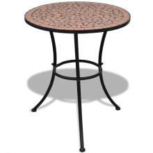 vidaXL Mosaic Table 60 cm Ø x 70 cm H Terracotta - Outdoor Ceramic Top Coffee Table, Powder-Coated Iron, Weather-Resistant, Easy Assembly (41528)