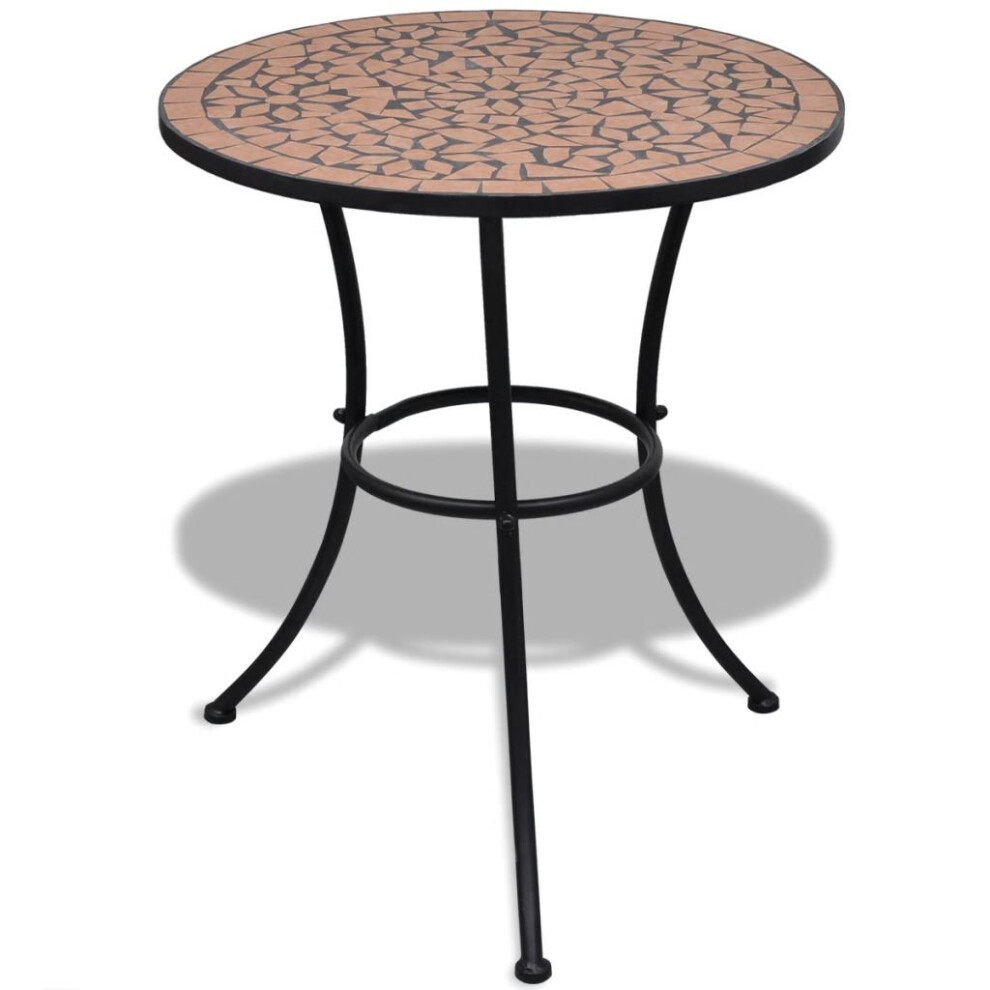vidaXL Mosaic Table 60 cm Ø x 70 cm H Terracotta - Outdoor Ceramic Top Coffee Table, Powder-Coated Iron, Weather-Resistant, Easy Assembly (41528)