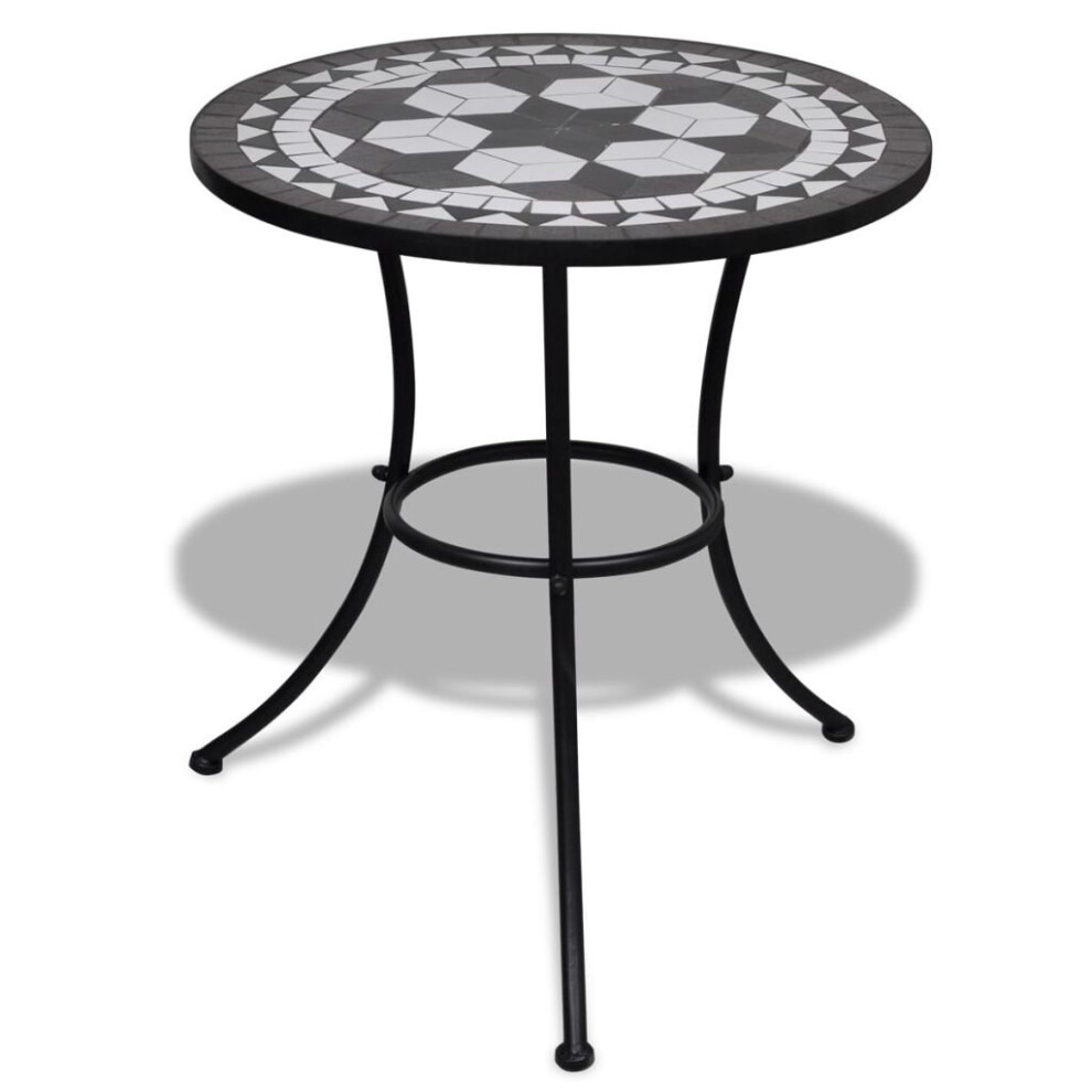 vidaXL Mosaic Table 60cm Black and White Outdoor Garden Patio Balcony Desk