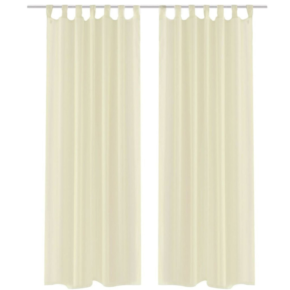 vidaXL 2x Sheer Curtain 140x175cm Cream Window Blind Shade Sunscreen Drape