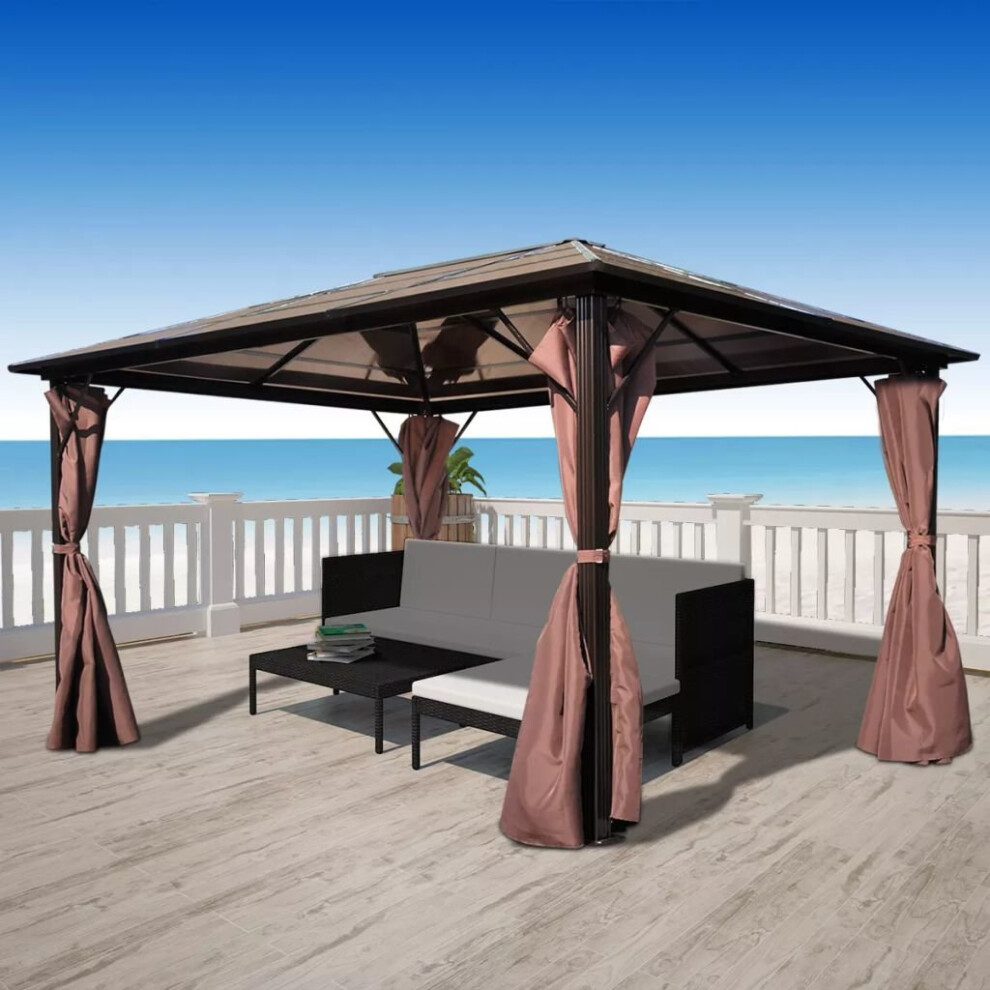 vidaXL Gazebo with Curtain Brown Aluminium 400x300cm Outdoor Marquee Pavilion