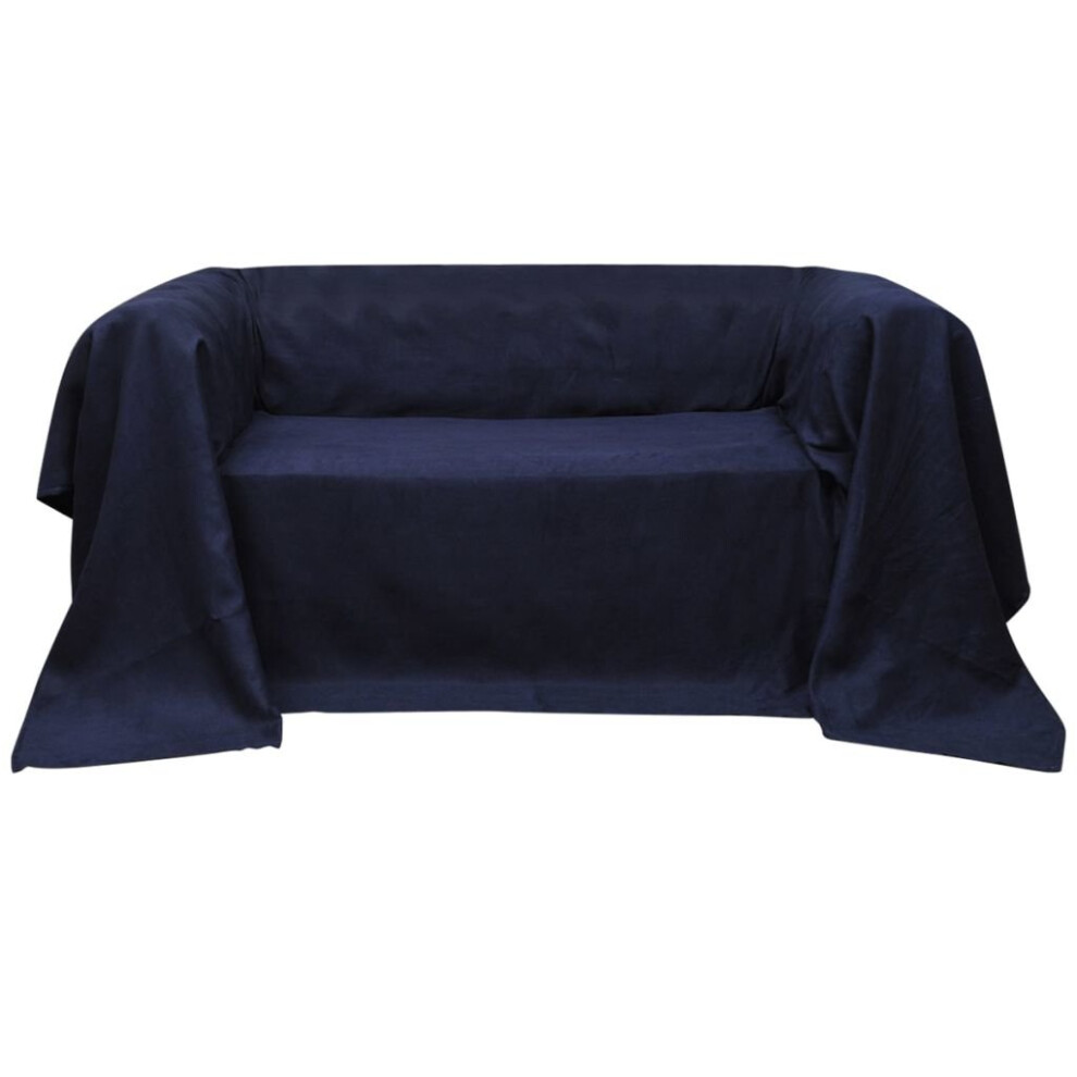 vidaXL Micro-suede Couch Slipcover Navy Blue 210x280cm Sofa Cover Protector