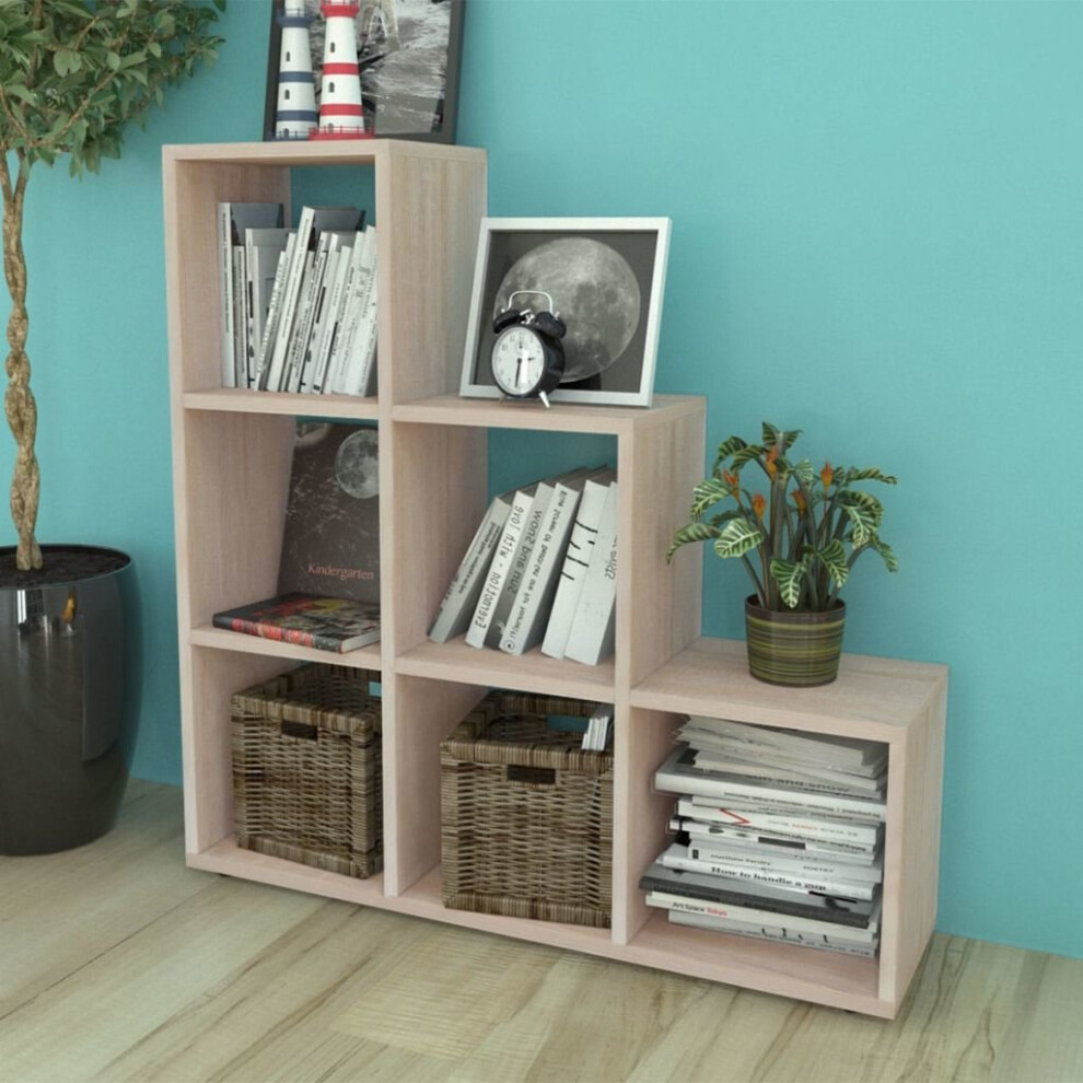 Vidaxl Staircase Bookcase/Display Shelf 107Cm Oak Home Storage Box Unit Cubes