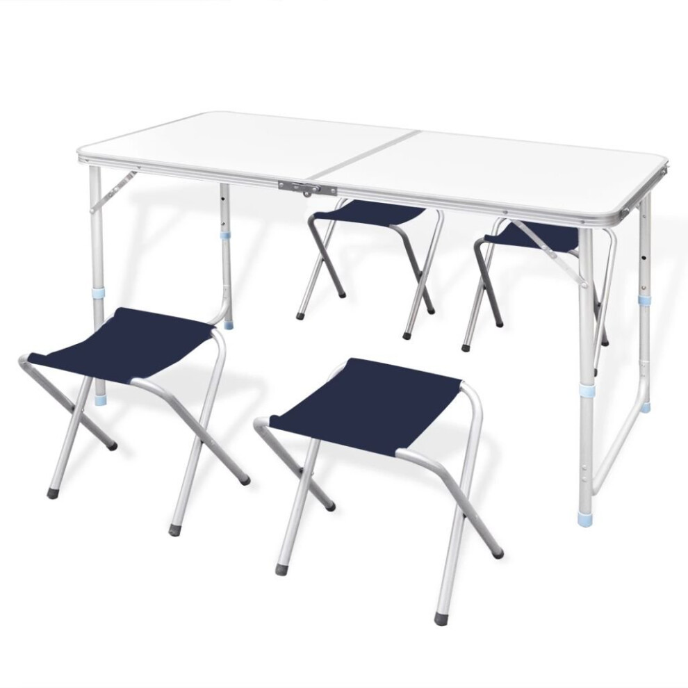 Vidaxl Foldable Camping Table Set With Stools Height Adjustable Picnic Table Size 4