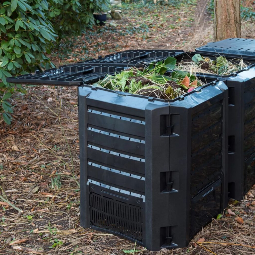 Nature Thermo Compost Bin 1200L Black Garden Waste Rubbish Trash Recycling Box