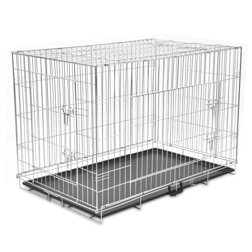 VidaXL vidaXL Foldable Dog Bench XXL Metal Pet Transport Travel Carrier Crate Cage