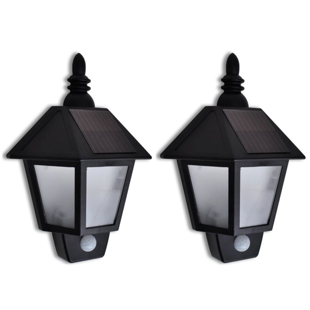 vidaXL Solar Wall Lamp Outdoor Wall Light Garden Light With Motion Sensor 2 Pcs