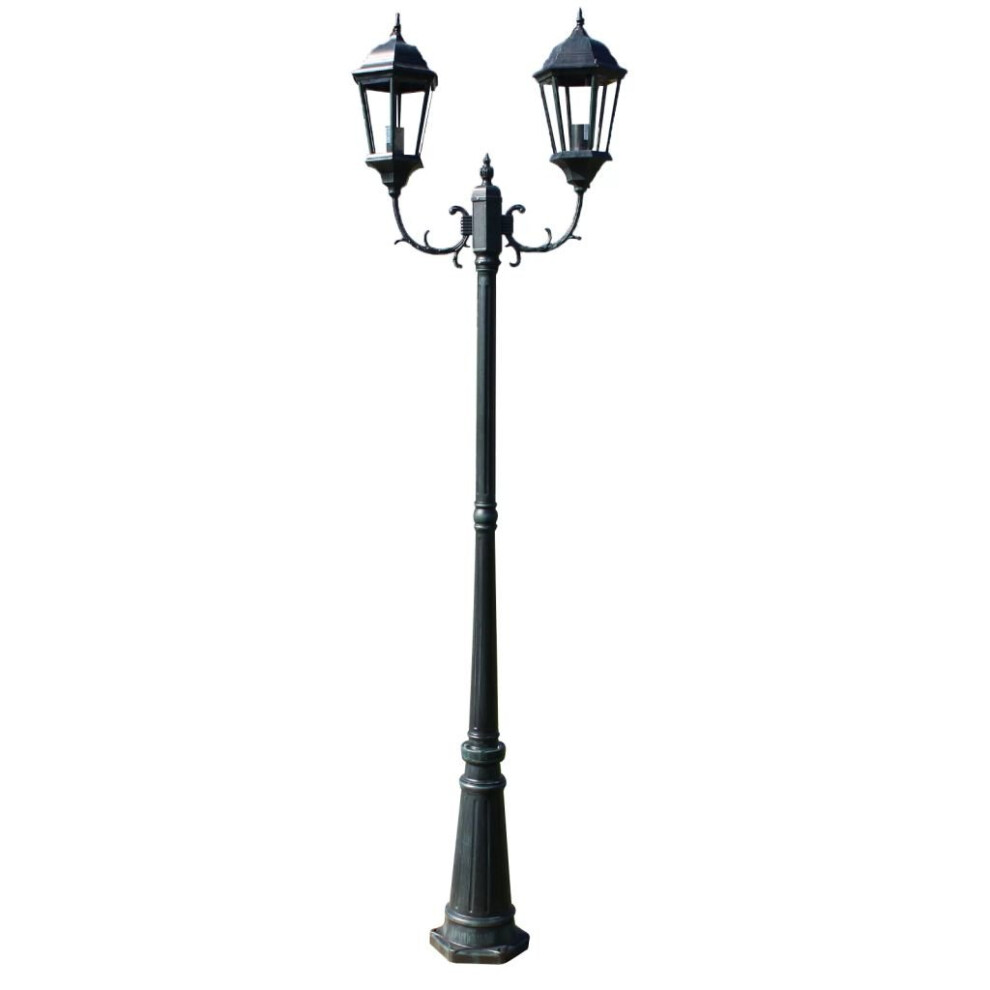 vidaXL Brighton Garden Light Post 2-Arms - 230 cm, Dark Green/Black Outdoor Lamp (IP44, E27, 40244)