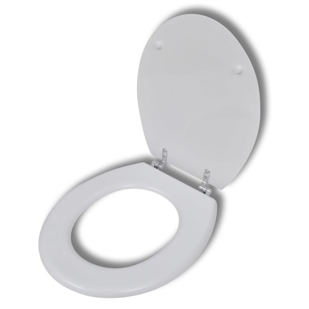 vidaXL WC Toilet Seat MDF Lid Simple Design White Bathroom Fixture Accessory