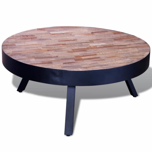 VidaXL vidaXL Reclaimed Teak Wood Coffee Table Round Living Room Telephone Stand