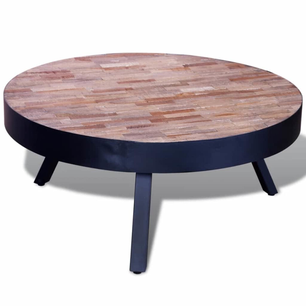 vidaXL Reclaimed Teak Wood Coffee Table Round Living Room Telephone Stand