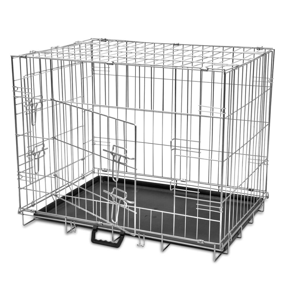 vidaXL Foldable Dog Kennel M Metal Puppy House Carrier Crate Enclosure Playpen