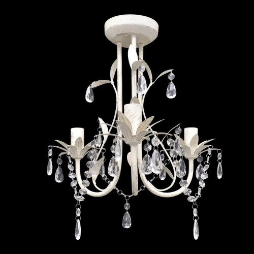 VidaXL vidaXL Crystal Pendant Ceiling Lamp Chandelier Elegant White Lighting Fixture