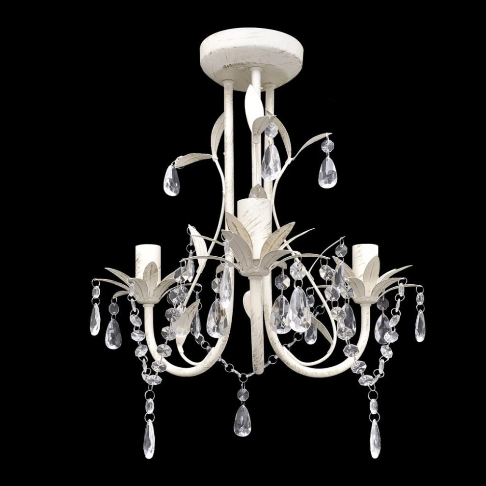 vidaXL Crystal Pendant Ceiling Lamp Chandelier Elegant White Lighting Fixture