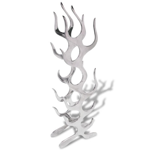 VidaXL vidaXL Wine Rack Flame Shape Holder Floor Standing Aluminium Silver 9 Bottles