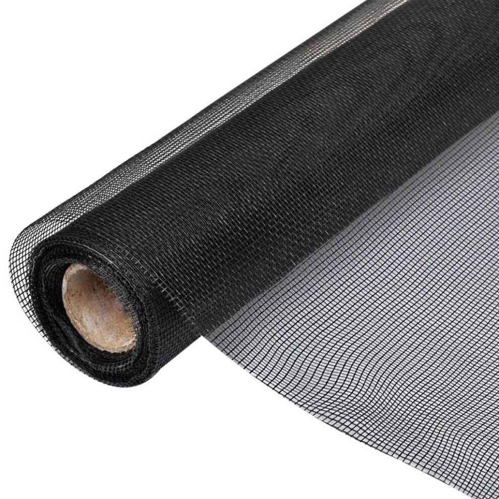 vidaXL Fiberglass Mesh Roll Insect Screen 100x500cm Black Window Door Net