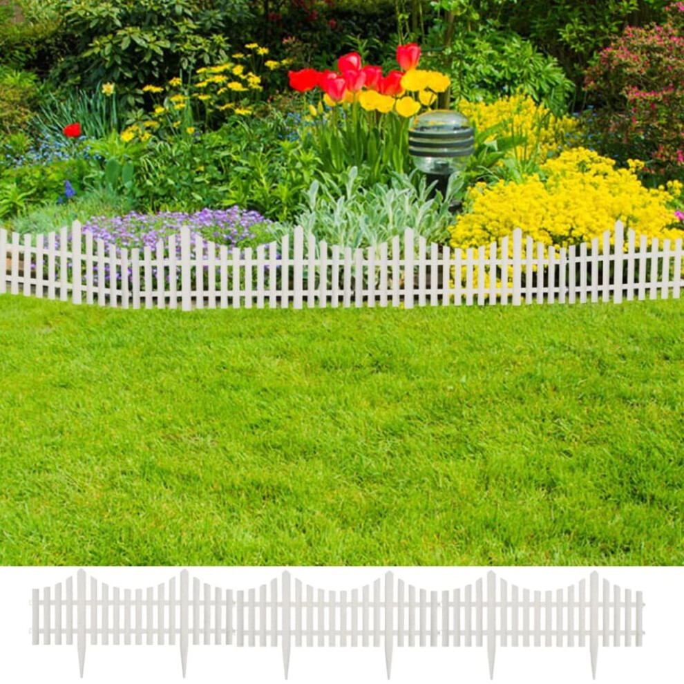 vidaXL 17x Lawn Divider White 10m Outdoor Garden Fence Panel Edging Barrier