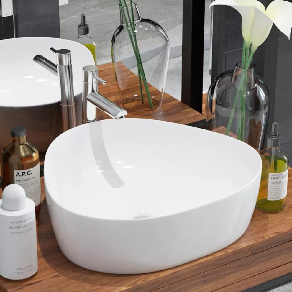 vidaXL Basin Triangle Ceramic White 50.5x41x12cm Bathroom Countertop Sink