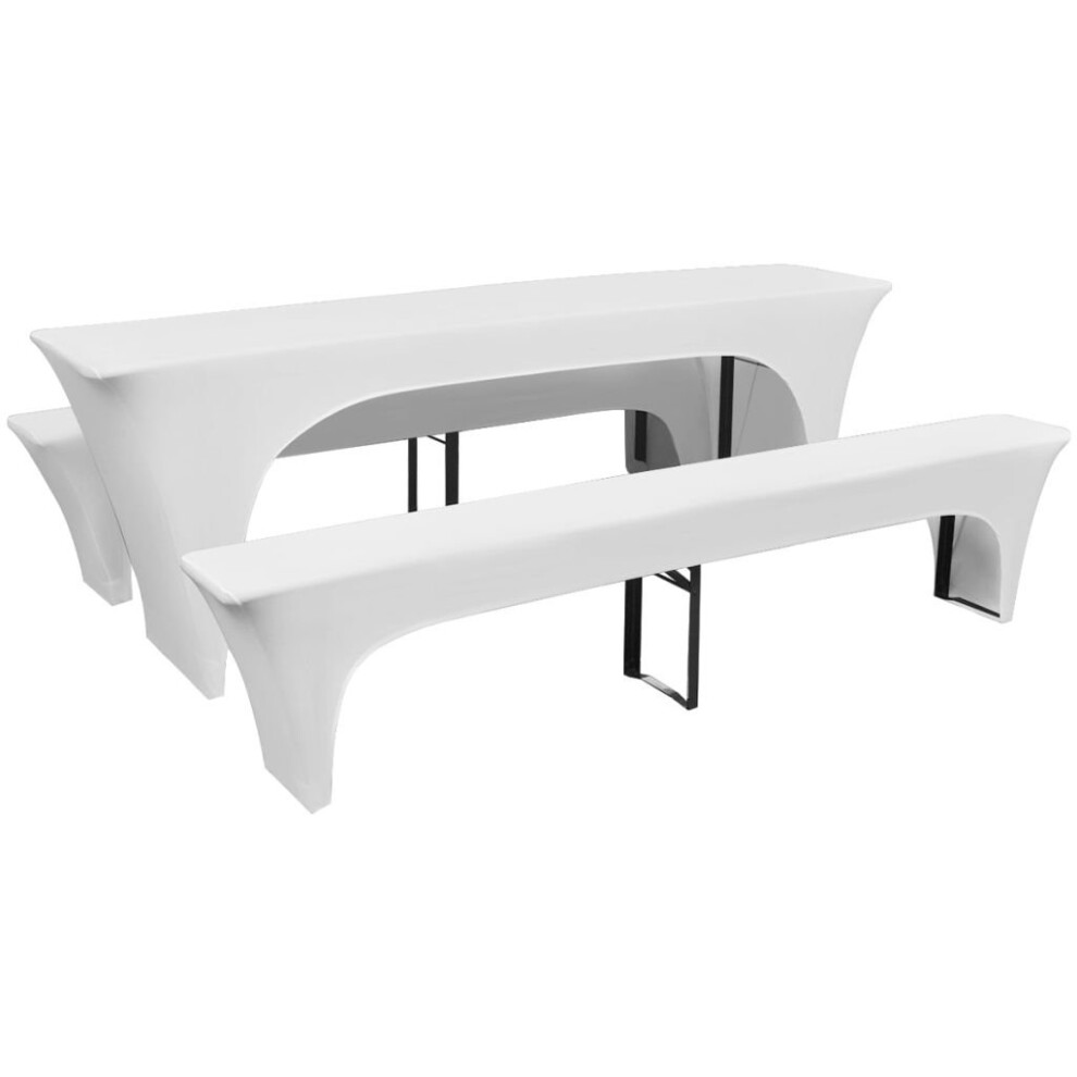 vidaXL 3x Slipcovers for Beer Table Benches Stretch White 220x50x80cm Cover