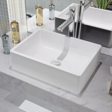 vidaXL Basin Ceramic White Rectangular Cloakroom Bathroom Above Counter Sink