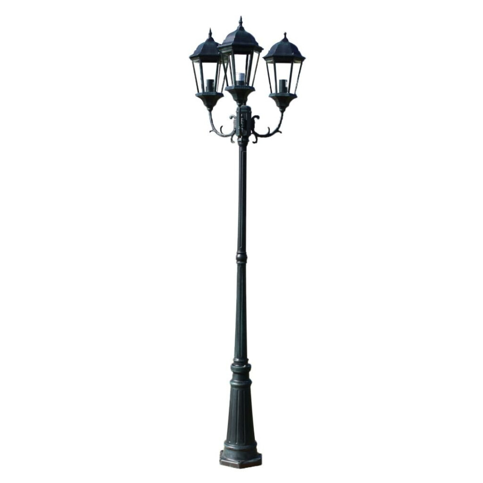 vidaXL Brighton Garden Light Post 3-arms 230cm Dark Green/Black Outdoor Lamp